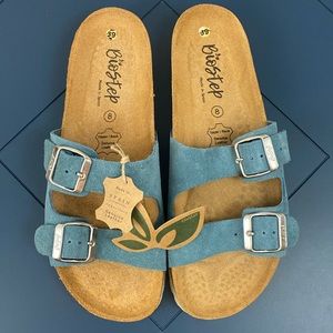 Light blue suede Biostep Slides